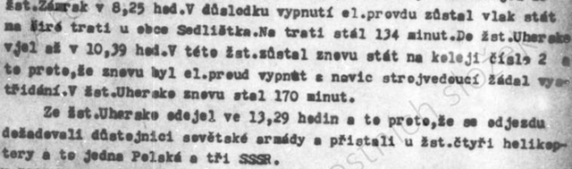 Nejde proud a strojvedoucí chce vystřídat. Z pátracího svazku KR- 631808 MV s krycím jménem Mosty. Zdroj: Archiv bezpečnostních složek